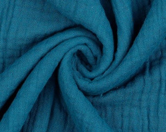 mousseline biologique double gaze « UNI » pétrole