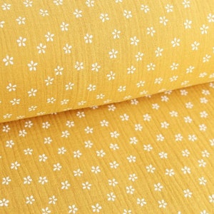 Muslin fabric double gauze Mille Fleurs mustard yellow