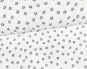 Tissu Mousseline Double Gaze Mille Fleurs Blanc