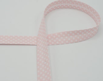 1 m de biais coton largeur de la reliure : pois 18 mm rose layette