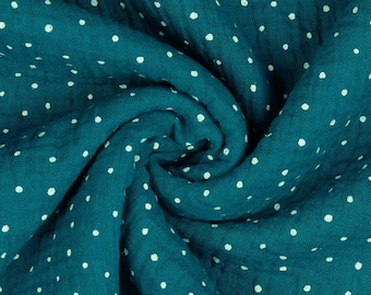 Tissu mousseline double gaze 'PÖNTCHEN' pétrole