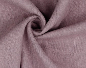 Linen fabric plain mauve washed