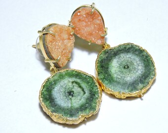 On Sale Druzy EarringGemstone Earrings22 Kt Gold Electroplated Druzy Dangle Earrings Gift For Her