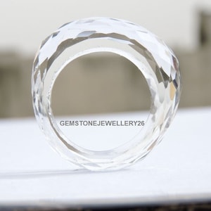 Gorgeous Natural Rock Crystal Quartz Full Faceted Ring/ Gemstone Made Ring/ Wedding Ring