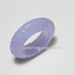 1 Piece Natural Lavender Chalcedony Carved Band / Lavender Chalcedony Made Band / Carved Jewellery / Gift