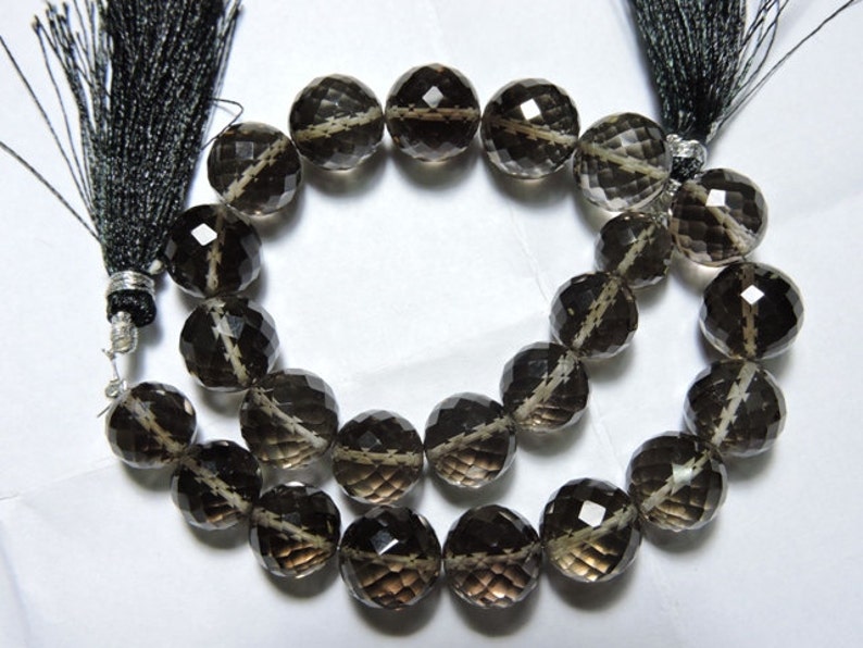 Summer Sale 20 Beads Genuine AAA Smoky Quartz Micro Faceted Round Balls Beads Size 8-10 MM