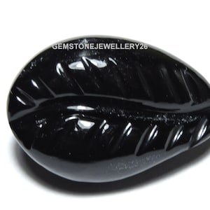 1 Matched Pair Natural Black Onyx Carved Cowrie Shell / Cowrie Shell Shaped / Black Onyx Cowrie Shell / Loose Gemstone / Size 25X15 MM