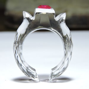 Natural Rock Crystal Quartz Faceted Ring / Angel Ring / Rare Gemstone Ring / Faceted Plus Carved Ring / Crystal Ring / Single Gemstone Ring