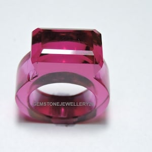 1 stuk robijnroze kwarts met de hand gesneden enkele edelsteen gemaakte ring/handgesneden ringen/sieraden/ringen/steen gemaakte ringbanden.