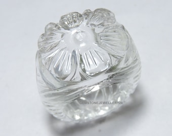 Natürlicher Himalaya Bergkristall Quarz Geschnitzter Ring / Kristall Ring / Voll Geschnitzter Ring / Geschnitzter Edelstein Schmuck / Geschenk