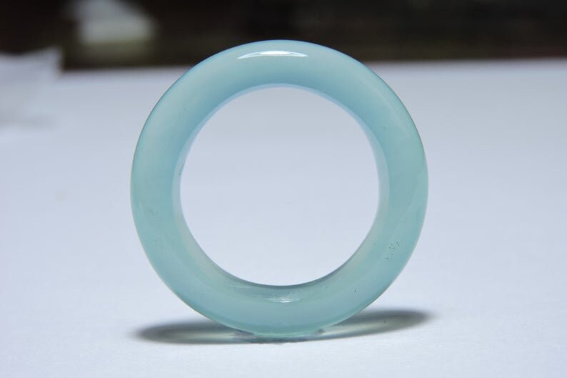 Natural Aqua Blue Chalcedony Smooth Polished Band/ Gemstone Made Ring Band/ Gift