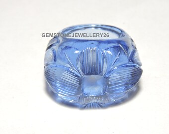 1 Piece Iolite Blue Quartz Carved Ring / Carved Gemstone Made Ring / Carved jewellery / Gemstone Jewellery / Gift