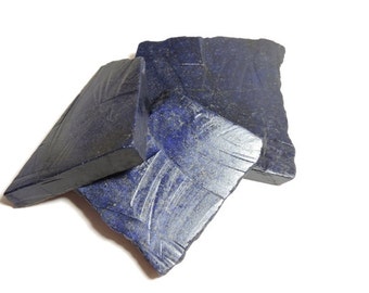 1745 Carats 3 Pcs Natural Lapis Lazuli Rough Slabs. Lapis Lazuli Afghanistan Rough Size - 76X73X10 - 66X53X9 - 71X50X10Mm
