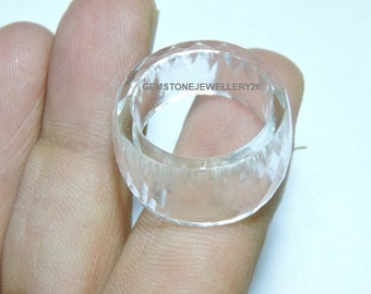1 Piece Natural Rock Crystal Quartz Faceted Fancy Shaped Band / Crystal Made Band / Ring Band / Gemstone Jewelry / Gift