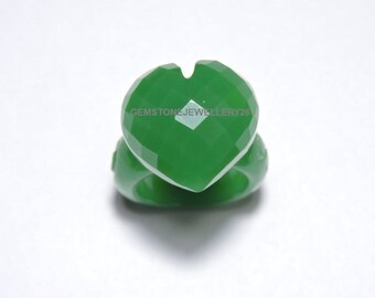 Anillo en forma de corazón facetado de ónix verde natural de 1 pieza / Anillo hecho de ónix verde / Anillo hecho de piedras preciosas naturales / Regalo