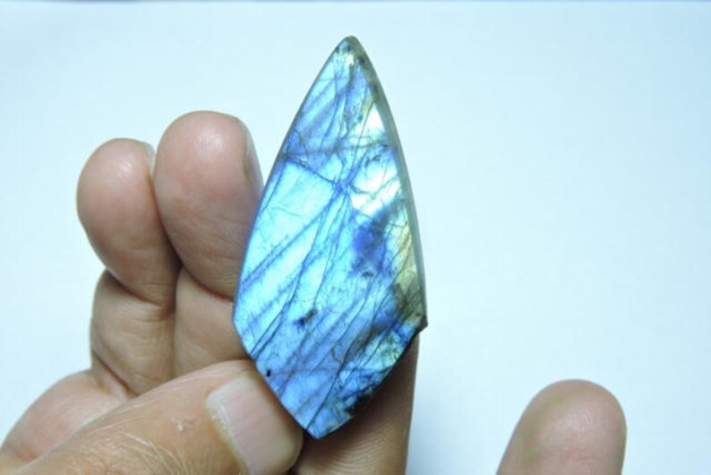 1 Piece Very Beautiful Natural Labradorite Flat Polished Fancy Shape Briolette Size 50X24 MM image 3