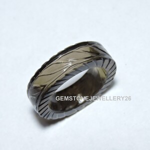 1 Piece Natural Smoky Topaz Carved Band / Smoky Made Ring Band / Carved Stone Ring Band / Gift