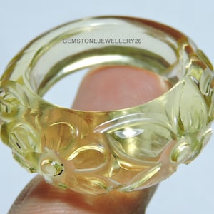 1 stuk citroenkwarts gesneden ring / kwarts gemaakte ring / gesneden edelsteen gemaakte ring / edelsteen sieraden / cadeau