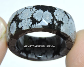 1 Piece Natural Snowflake Obsidian Faceted Band / Obsidian Made Ring / Gemstone Made Ring Band / Gemstone Jewellery / Gift