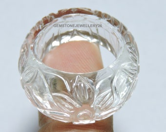 1 Stück Natürliche Bergkristall Quarz geschnitzt Ring / Kristall geschnitzt Ring / Kristall Ring / Edelstein Schmuck / Geschenk
