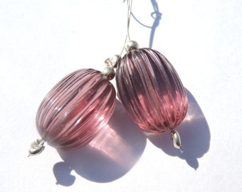 2 Pcs Matched Pair Beautiful Tourmaline Quartz Hand Carved Long Oval Shaped Beads Size 18X13 MM
