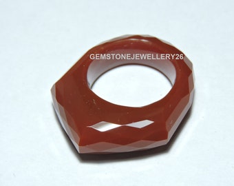 Natural Red Carnelian Faceted Fancy Shaped Ring / Carnelian Made Ring / Fancy Shaped Gemstone Ring / Gift