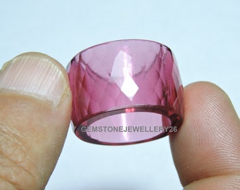 1 Piece Rubelite Pink Quartz Faceted Band / 15MM Wide 4MM Thin Band / Gemstone Made Band / Gift