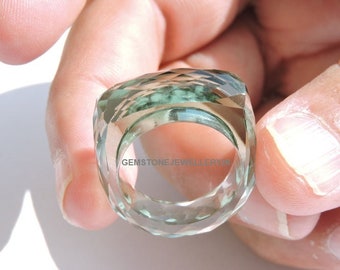 Eye Catching Green Amethyst Quartz Full Faceted Ring/ Fashion Ring/ Gemstone Made Ring/ Gift