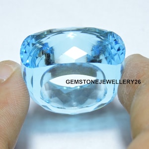 Hemelsblauwe kwarts gefacetteerde ring/rechthoekvormige top/edelsteen gemaakte ring/cadeau
