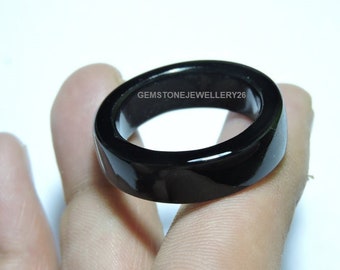 1 Piece Natural Black Obsidian Smooth Polished Band / Ring Band / Gemstone Made Band / Obsidian Smooth Polished Band / Gift