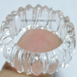 1 Piece Natural Himalayan Rock Crystal Quartz Carved Band / Rock Crystal Made Band / Gemstone Jewellery / Gift