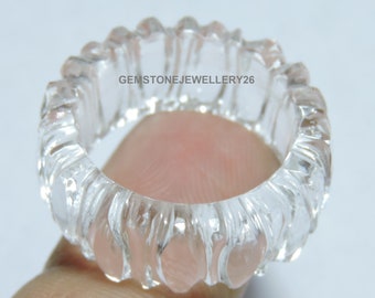 1 Piece Natural Himalayan Rock Crystal Quartz Carved Band / Rock Crystal Made Band / Gemstone Jewellery / Gift