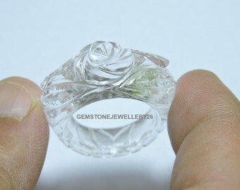 1 Stück Natürlicher Himalaya Bergkristall Quarz Geschnitzter Fancy Geformter Ring / Himalaya Kristall Ring / Geschnitzter Ring / Geschenk
