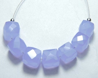 7 Pcs Beautiful Lavender Chalcedony Faceted Cube Boxes Beads Size 7 - 8 MM