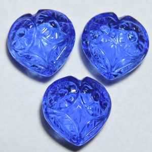 3 Pieces Tanzanite Blue Quartz Carved Heart / Carved Gemstone / Gemstone Heart / Gift / Size 15X15 MM