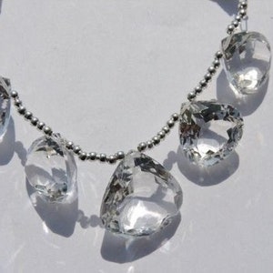 5 Large focals of eye clean rock crystal quartz faceted heart shaped briolette size 16*16 MM - 20*20 MM approx