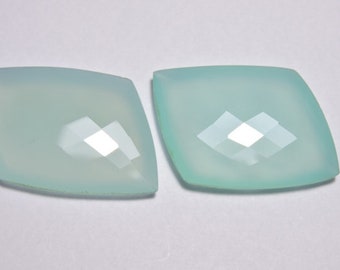 2 piezas a juego par calcedonia azul agua natural facetado elegante piedra preciosa suelta tamaño 30X25 MM
