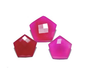 3 Pieces Adorable Natural Rubelite Pink Chalcedony Faceted Fancy Star Shaped Loose Gemstone Size 19X19-16X16 MM