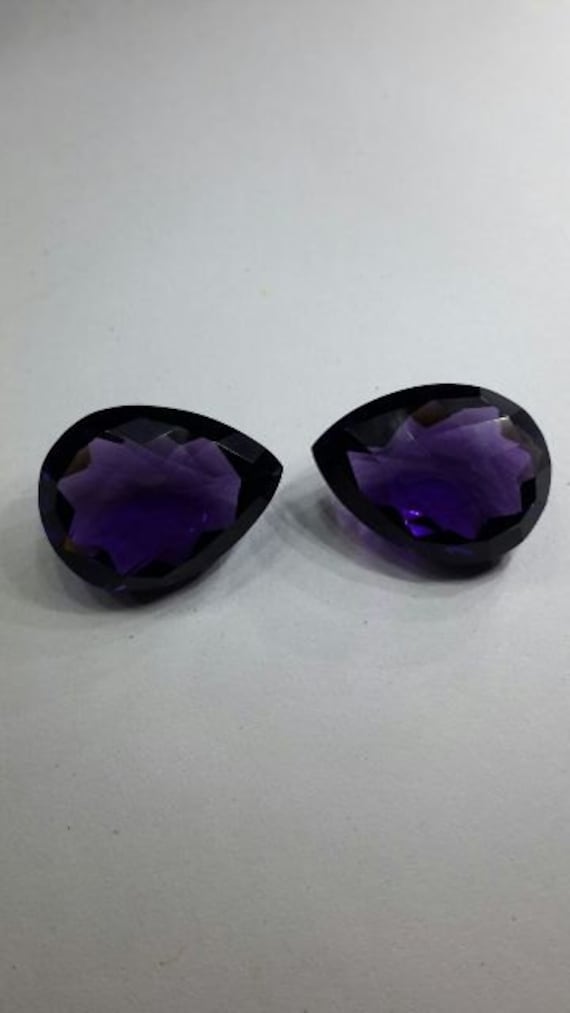 2 Pcs Matched Pair Outrageous Amethyst Quartz Faceted Pear Shaped Loose Gemstone Size 20*15 MM