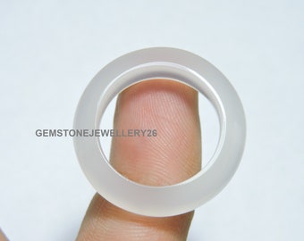 Natural White Chalcedony Smooth Polished Band / Chalcedony Made Ring Band / Gemstone Jewellery / Gift