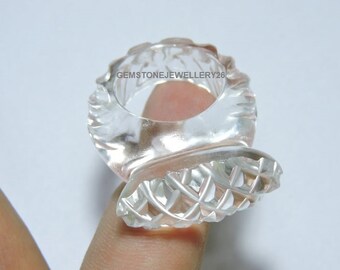1 Stück Natürlicher Himalaya Bergkristall Quarz Geschnitzter Ring / Voll Geschnitzter Ring / Himalaya Kristall Geschnitzter Ring / Geschenk
