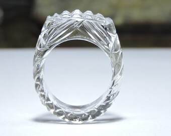 1 Stück Natürlicher Bergkristall Quarz Geschnitzter Ring / Kristallring / Edelsteinring / Geschnitzter Ring / Geschenk