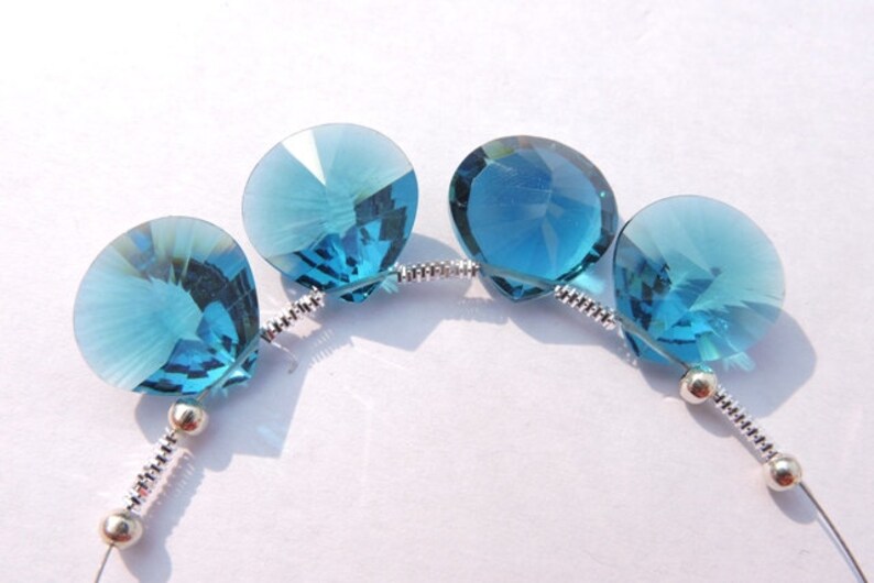 Summer Sale Christmas Sale 4 Ps Teal Blue Quartz Concave Cut Heart Shaped Briolette Size 14 MM