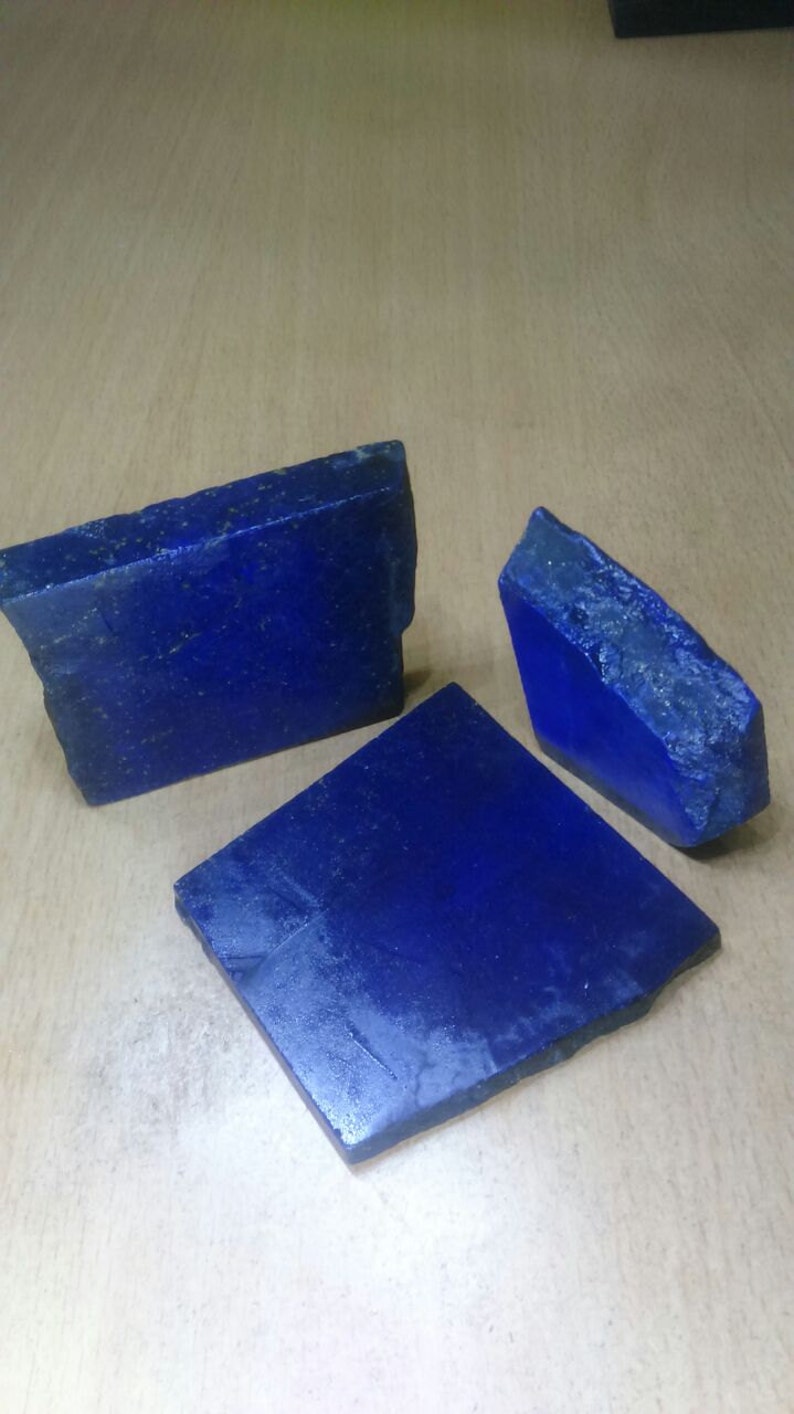 Summer Sale 3 Pcs 930 Carats Top Quality Genuine Lapis Lazuli Rough Slabs Lapis Lazuli Afghanistan Finest Rough Slabs For Cabochons