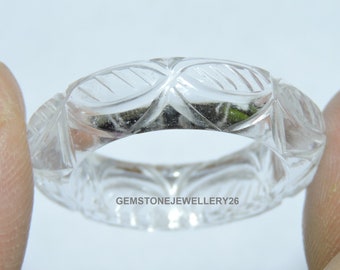 1 Piece Natural Rock Crystal Quartz Carved Band / Crystal Carved Band / Ring Band / Gemstone Jewellery / Gift