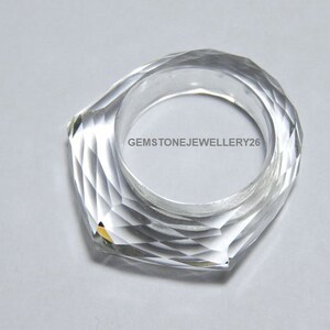 1 Piece Beautiful Natural Rock Crystal Quartz Full Faceted Fancy Shaped Ring/ Single Gemstone Made Rare Ring