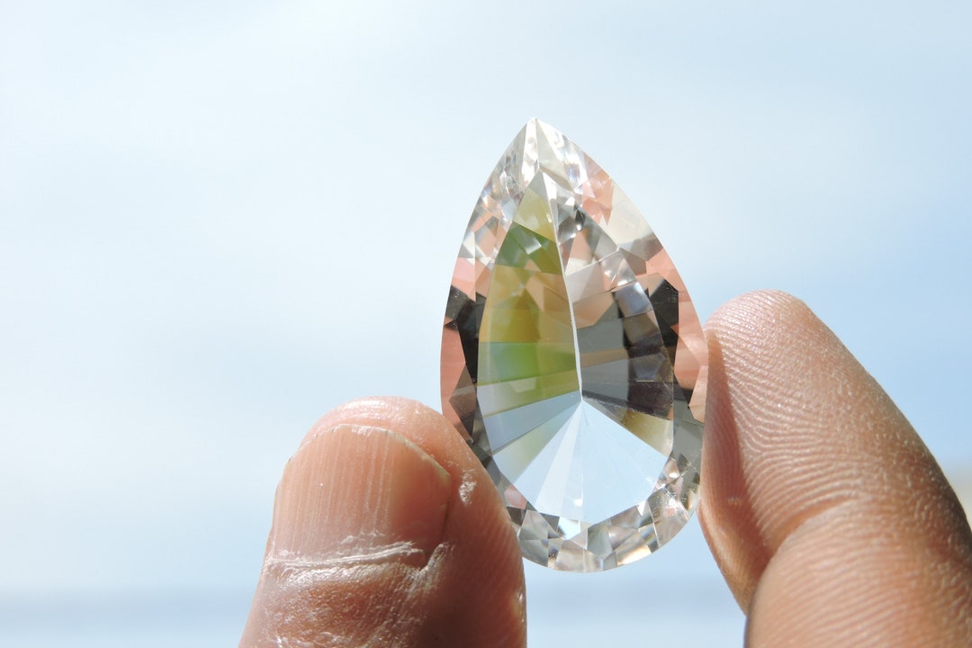 Natural Rock Crystal Quartz Diamond Cut Pear / Natural Crystal Diamond ...