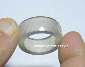 1 Piece Natural Grey Chalcedony Faceted Fancy Band / Chalcedony Made Band / Stone Ring Band / Gemstone Jewellery