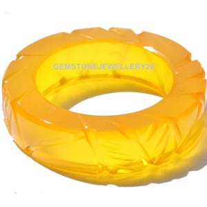 1 Piece Natural Yellow Chalcedony Carved Band / Chalcedony Made Band / Carved Gemstone Band / Gemstone Jewellery / Gift