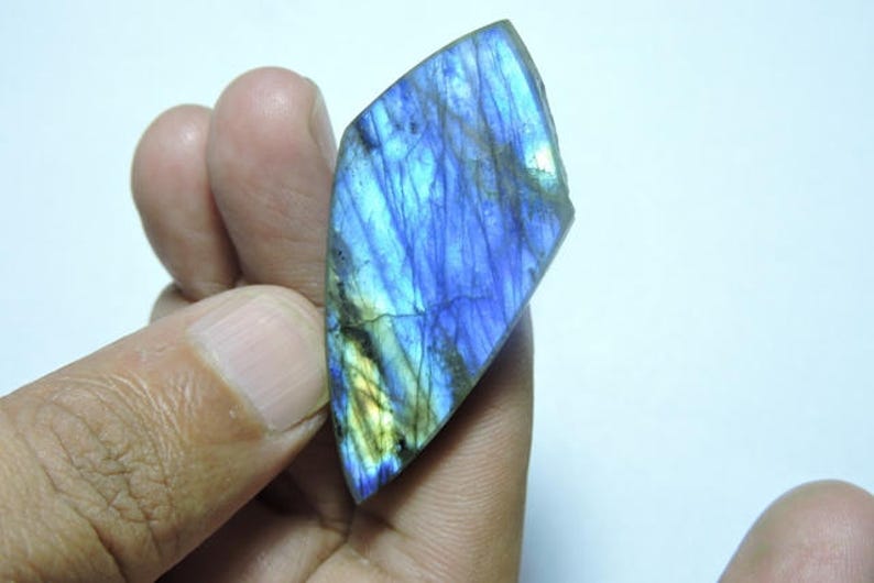 1 Piece Very Beautiful Natural Labradorite Flat Polished Fancy Shape Briolette Size 50X24 MM image 2